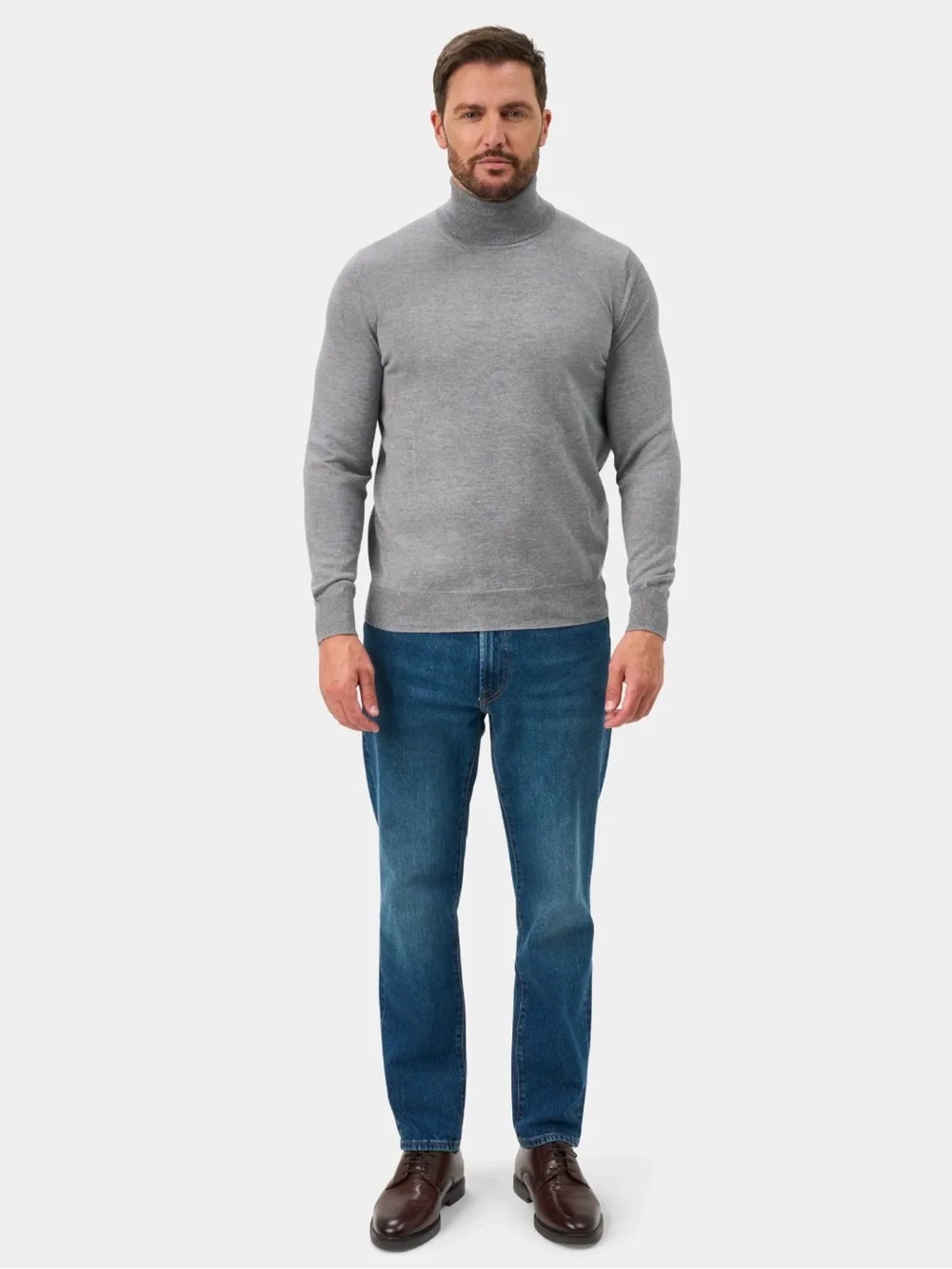 Alan Paige Linton Merino Wool Roll Neck Jumper size UK 46 (US XL)